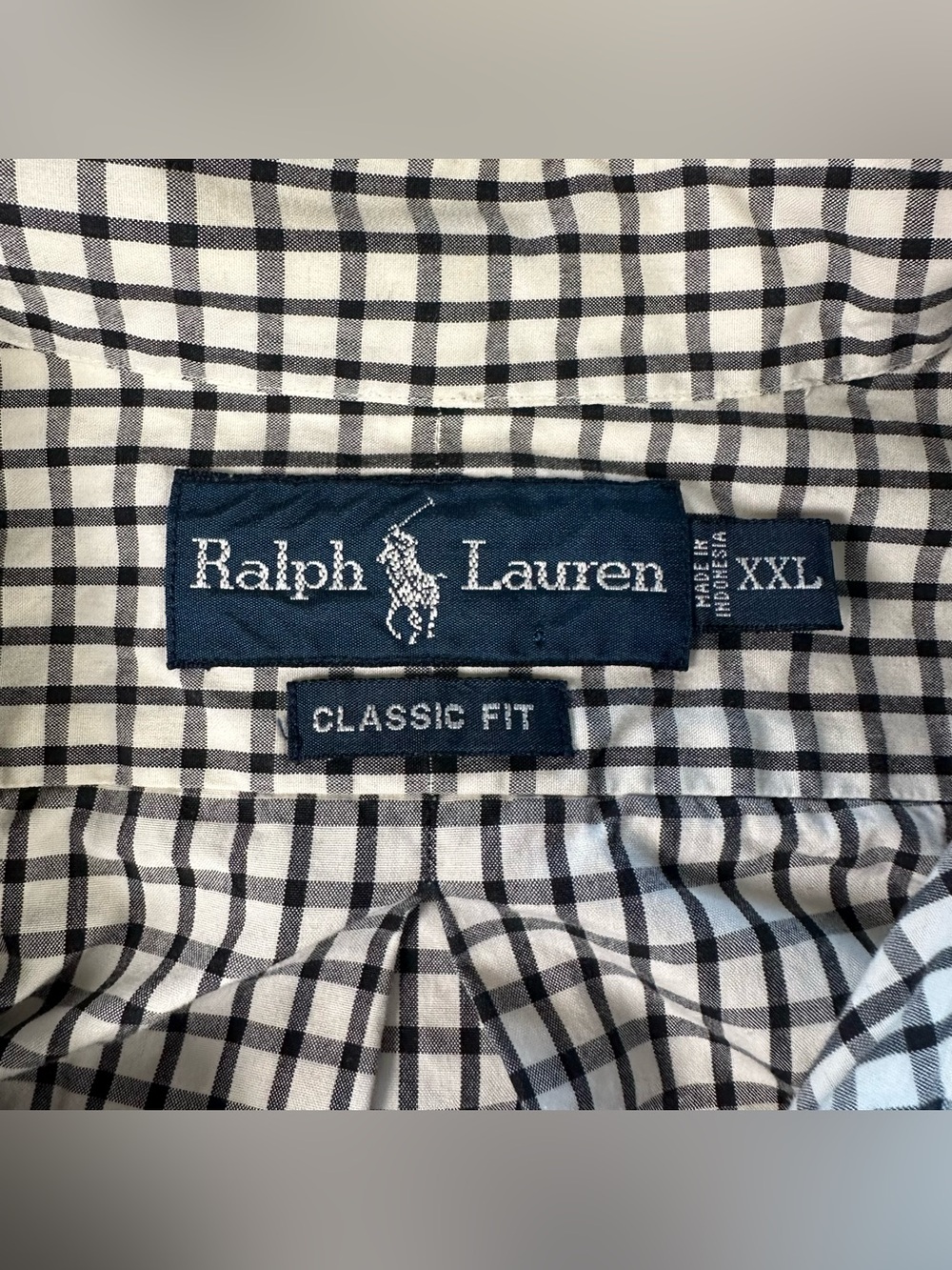 Ralph Lauren Classic Fit Shirt Mens XXL Black White Check Gingham Cotton - Picture 11 of 13